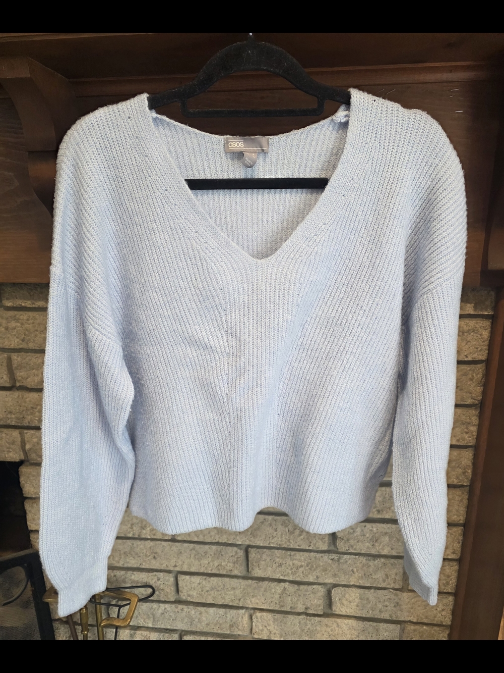 ASOS Pale Blue V-Neck Ribbed Knit Sweater - Picture 2 of 6
